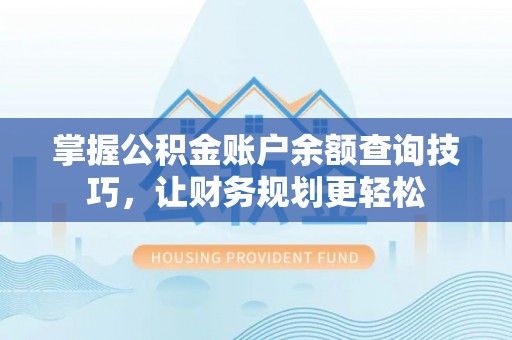 林园掌握公积金账户余额查询技巧，让财务规划更轻松