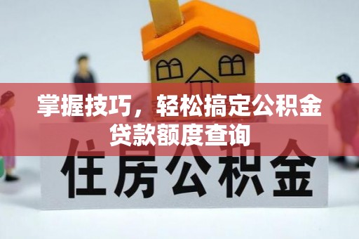 林园掌握技巧，轻松搞定公积金贷款额度查询